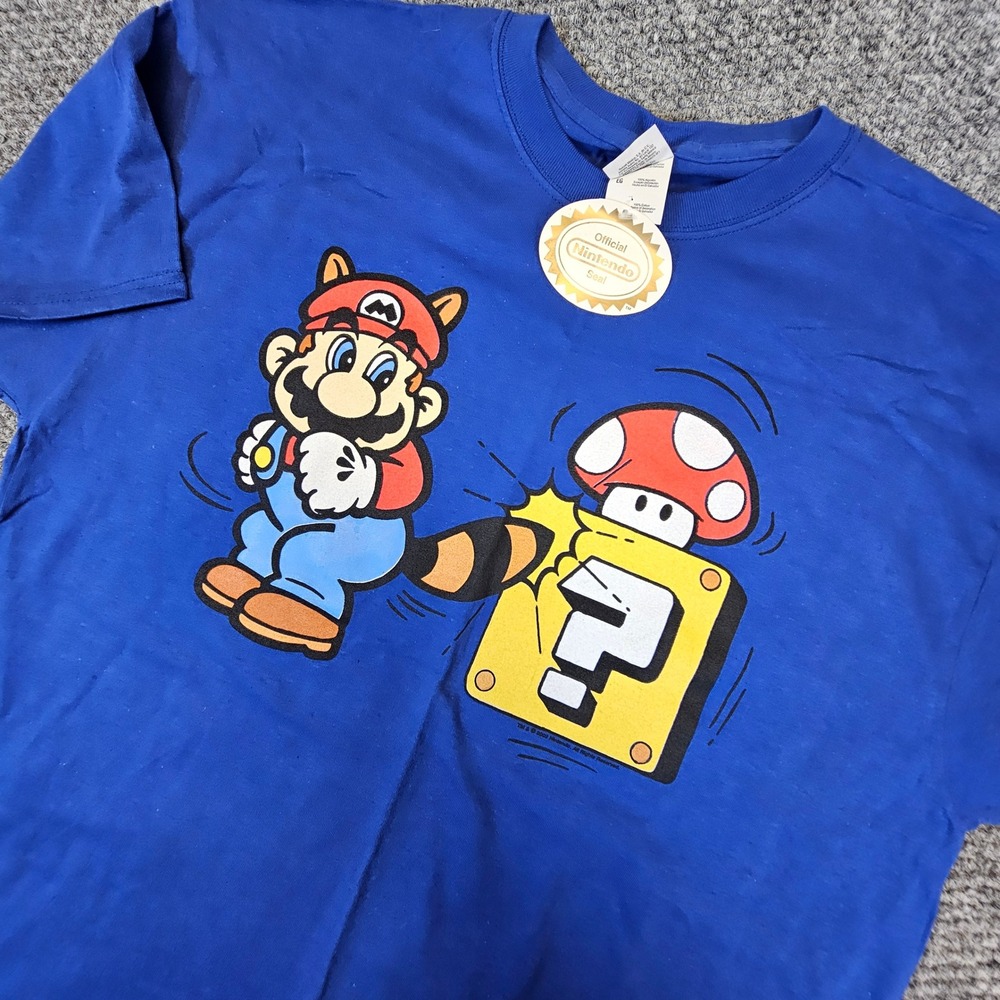 Vintage Super Mario Racoon Shirt Y2K‎ Nintendo Mushroom Large NWT DEADSTOCK 02'